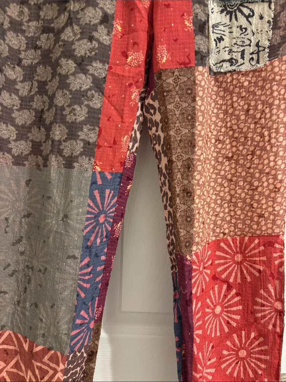 Patchwork Boho Drawstring Pants - Multicolor - Picture 3 of 6